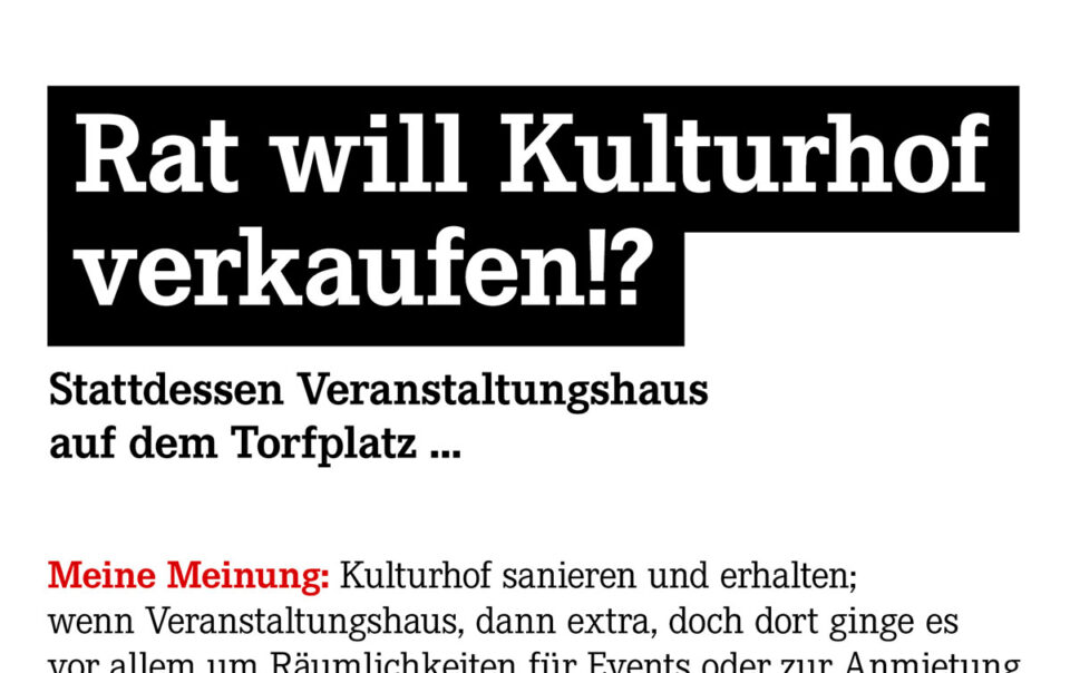 Gemeinderat Hude will Kulturhof verkaufen?!